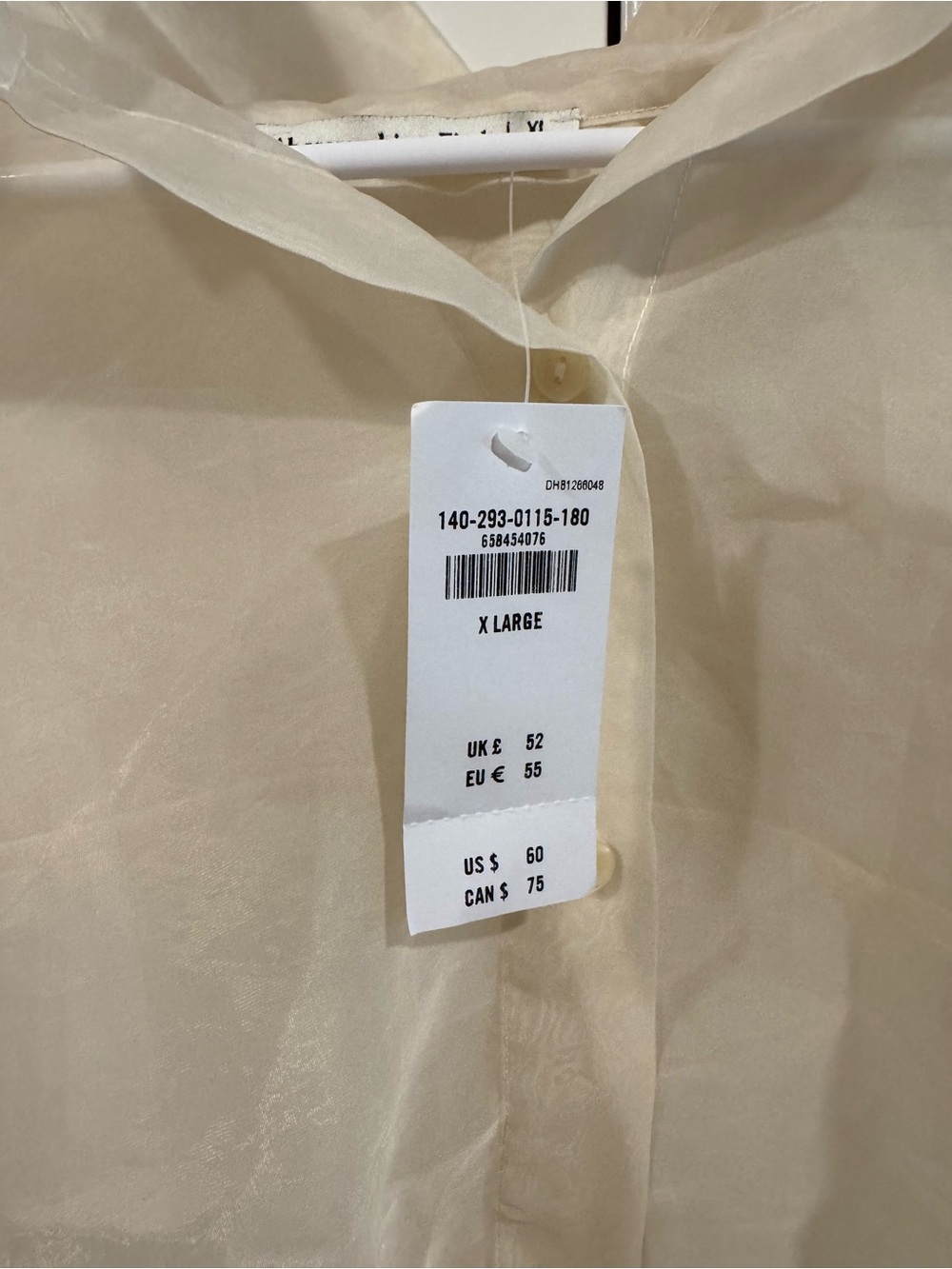NWT Abercrombie and Fitch Sheer Lightweight Cream Button-Front Women's Blouse - Picture 3 of 3
